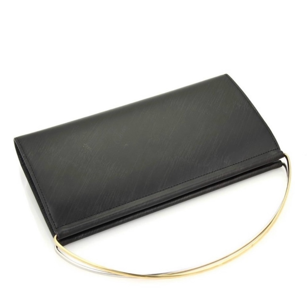 Cartier Onyx Black Clutch with Silver & Gold Handle